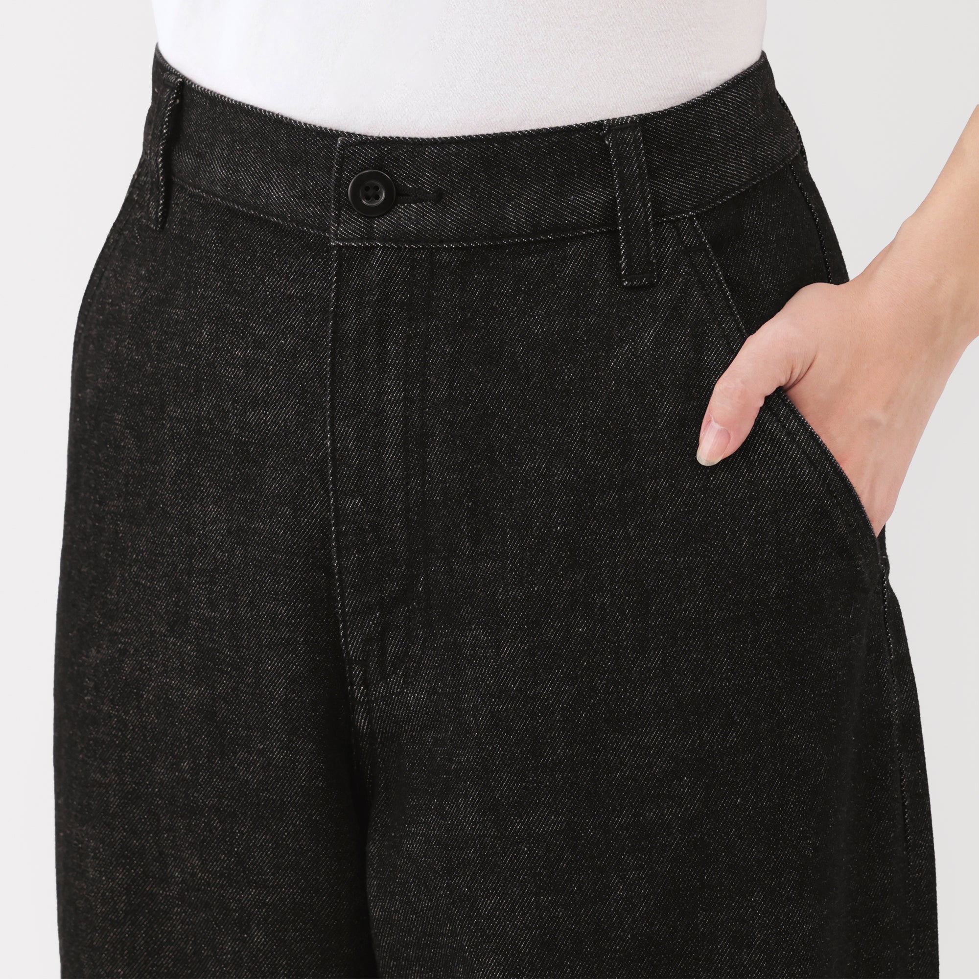 Kapok Blend Denim Wide Tapered Pants - Image 7