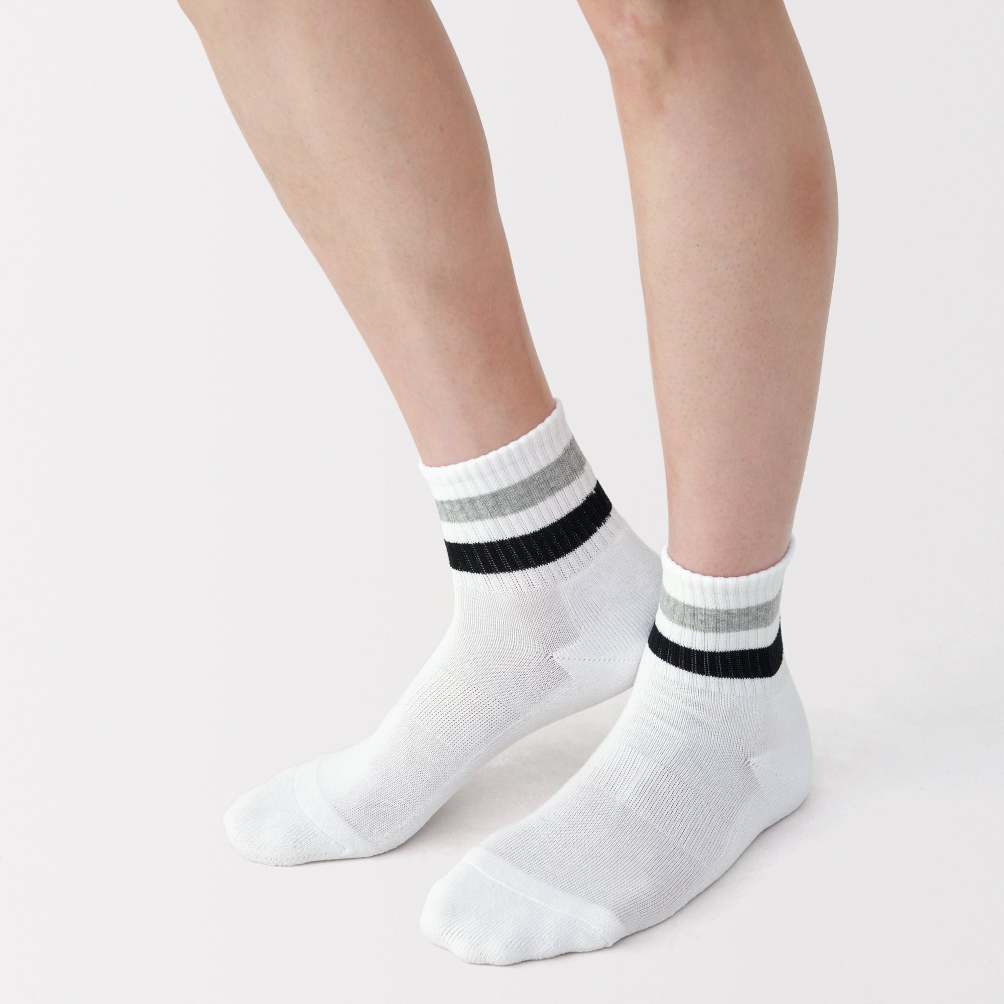 Pile Striped Short Socks