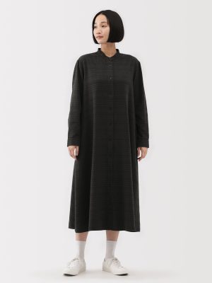 Flannel Stand Collar Dress