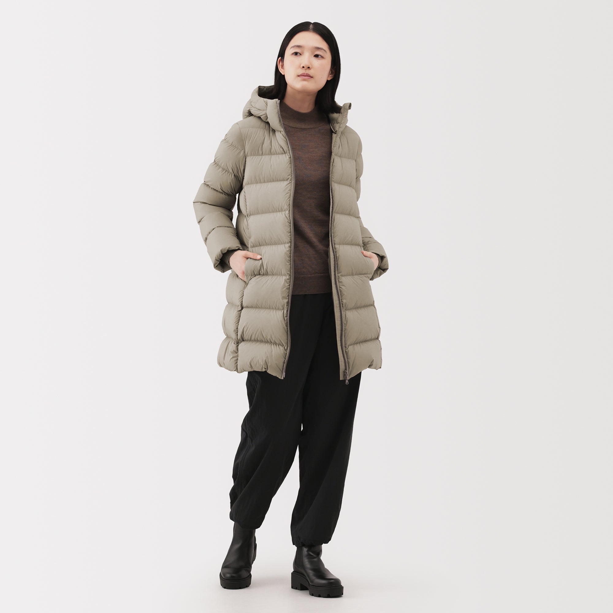Lightweight Down Hooded Coat