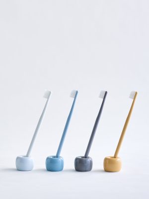 Porcelain Toothbrush Stand - Yellow