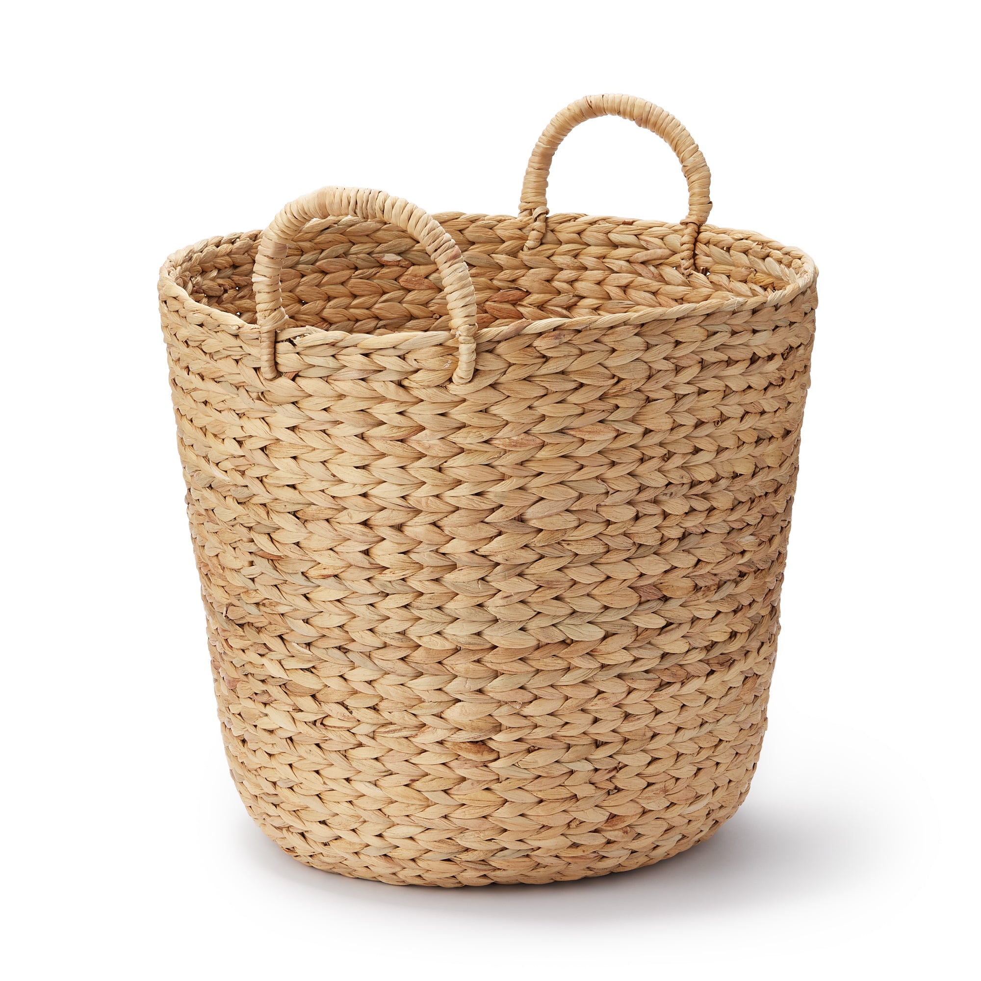 Water Hyacinth Basket with Handles - Round - Large Dia. 17.7 x H15.7