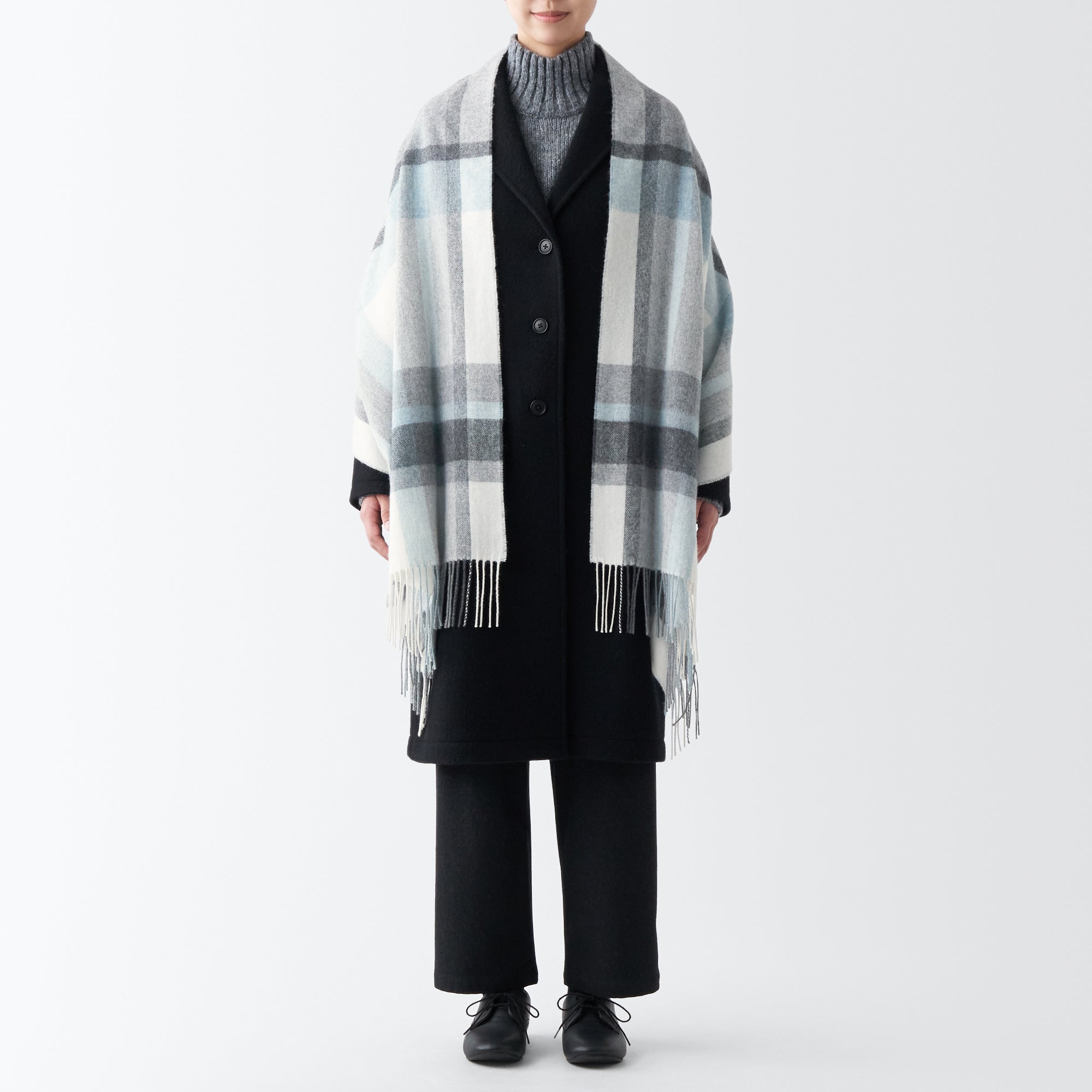 Wool 2-way Large Stole - Patterned - Image 14