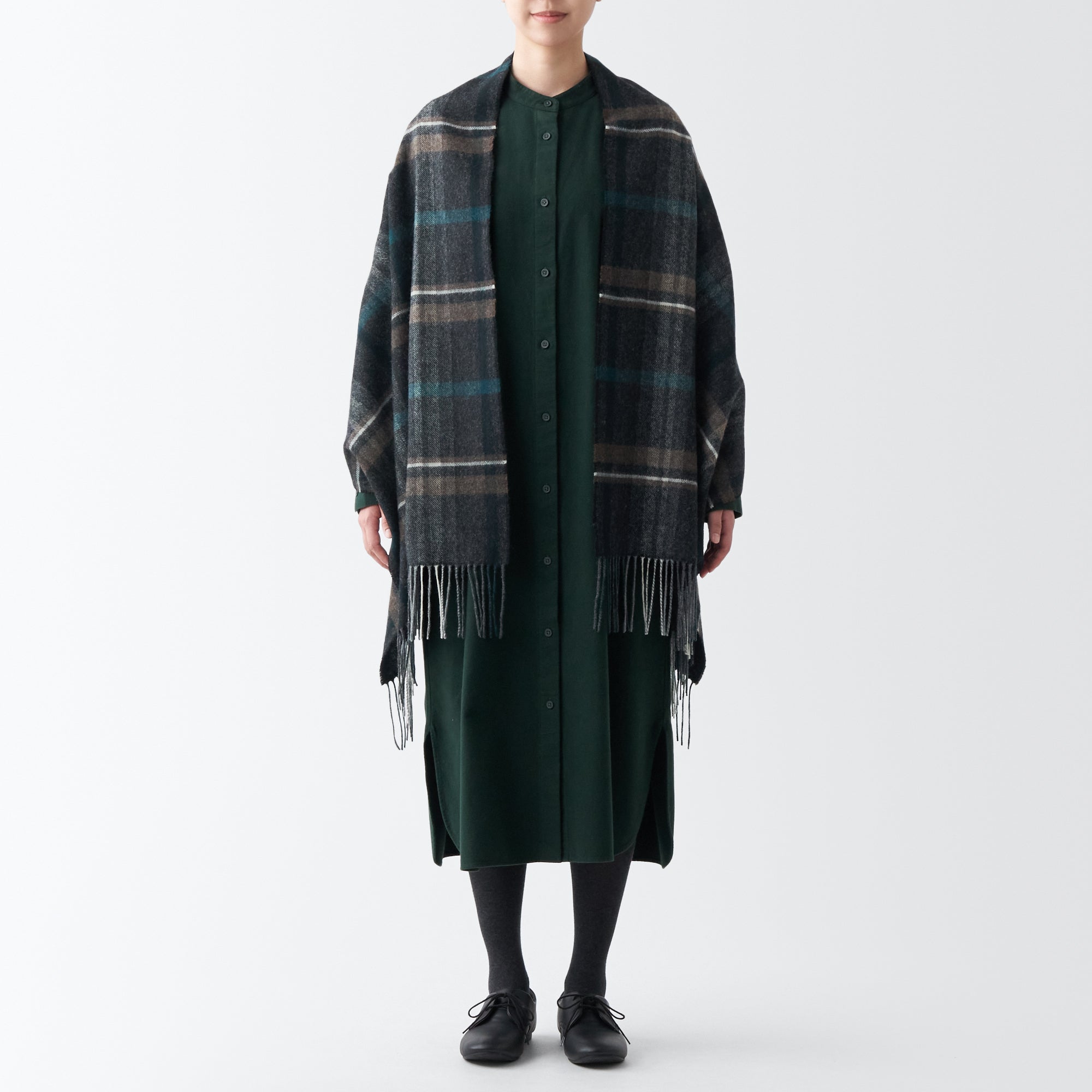 Wool 2-way Large Stole - Patterned - Image 32