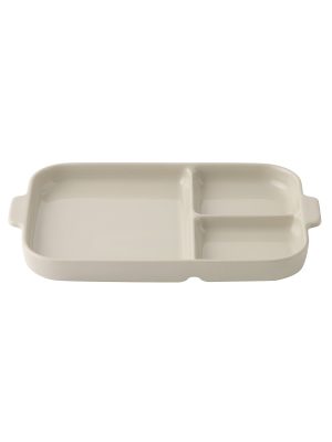 Stoneware Divided Plate - Gray Beige