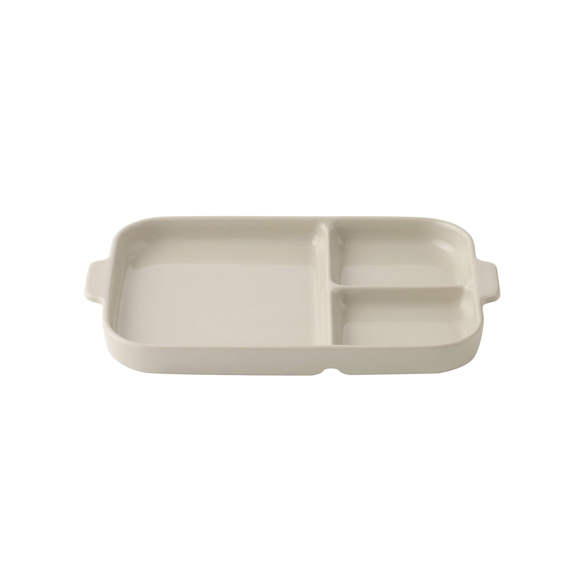 Stoneware Divided Plate - Gray Beige