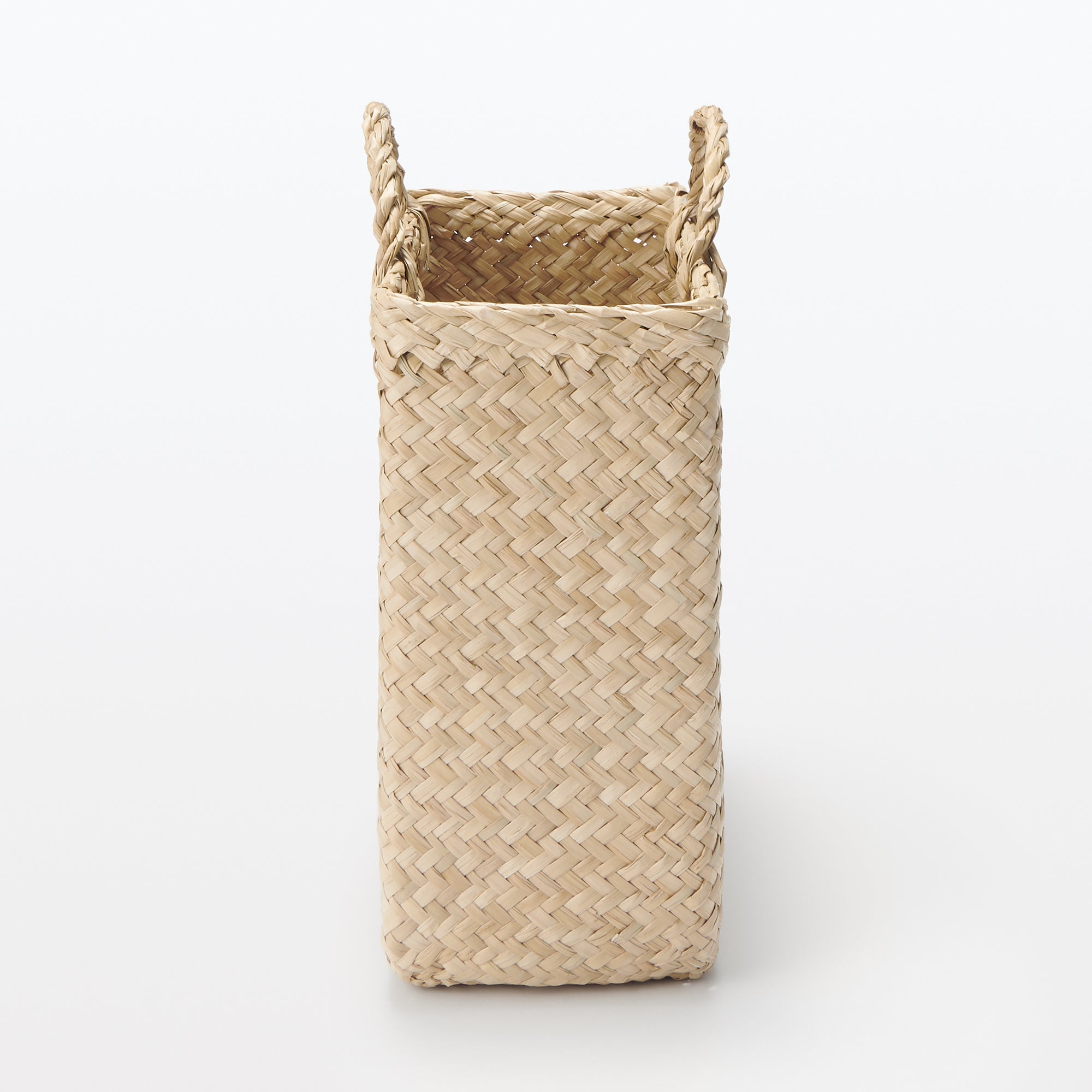 Seagrass Herringbone Basket with Handle - Small (W9.8 x D4.9 x H9.4) - Image 4