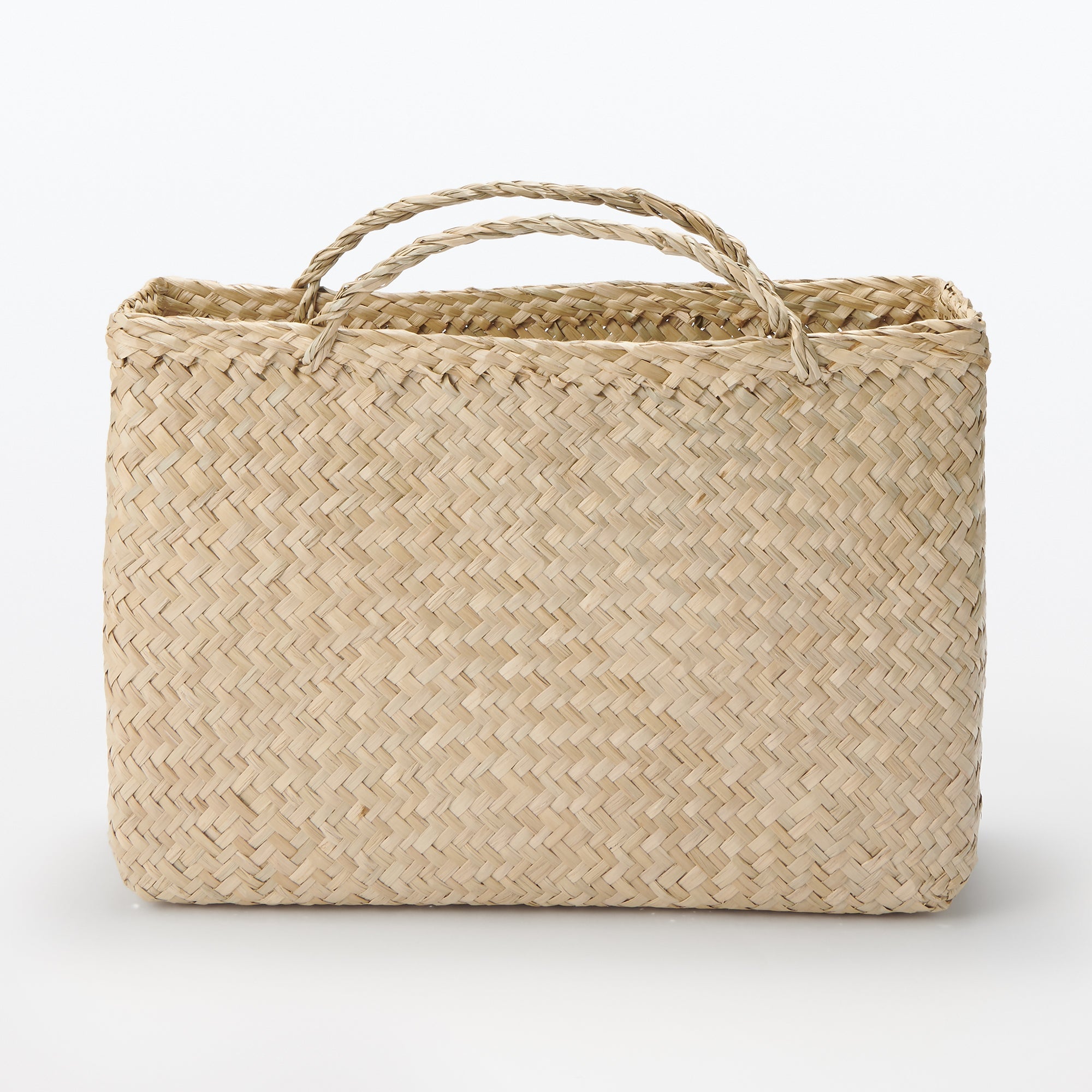 Seagrass Herringbone Basket with Handle - Large (W14.2 x D4.9 x H9.4) - Image 3