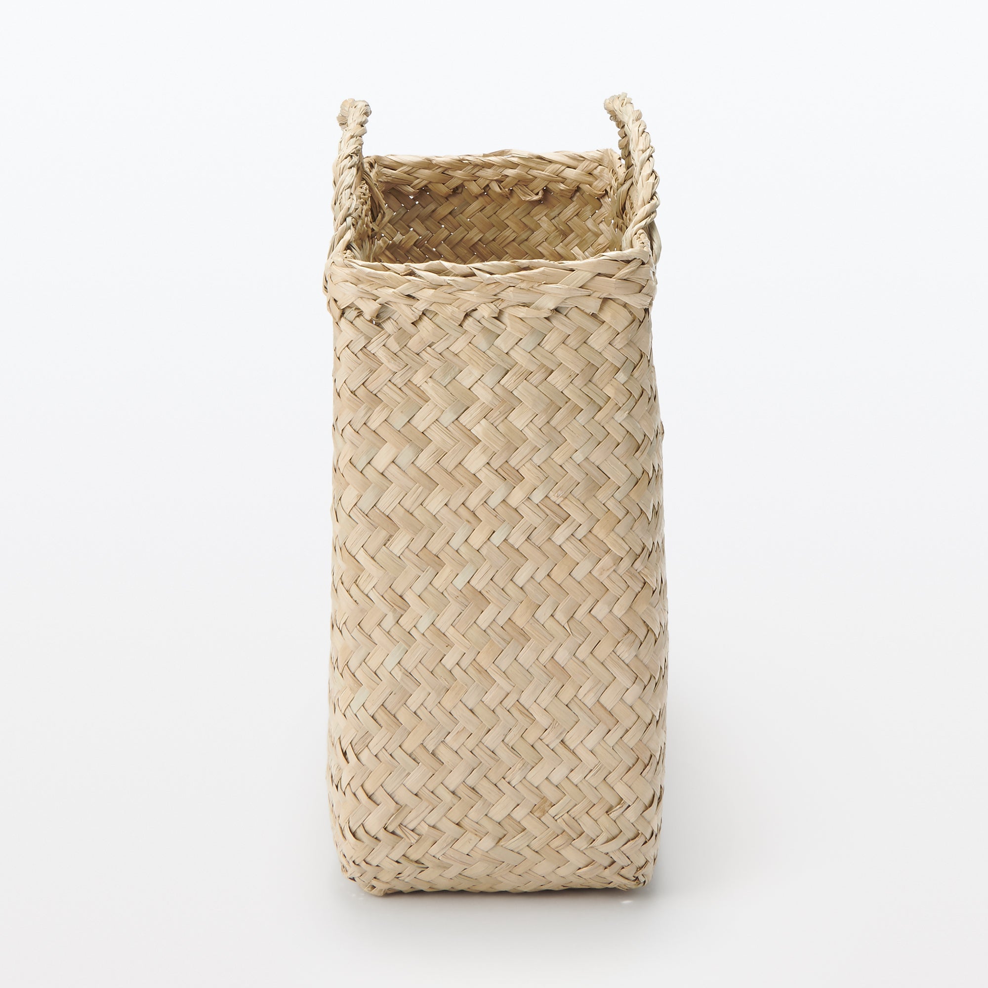 Seagrass Herringbone Basket with Handle - Large (W14.2 x D4.9 x H9.4) - Image 4
