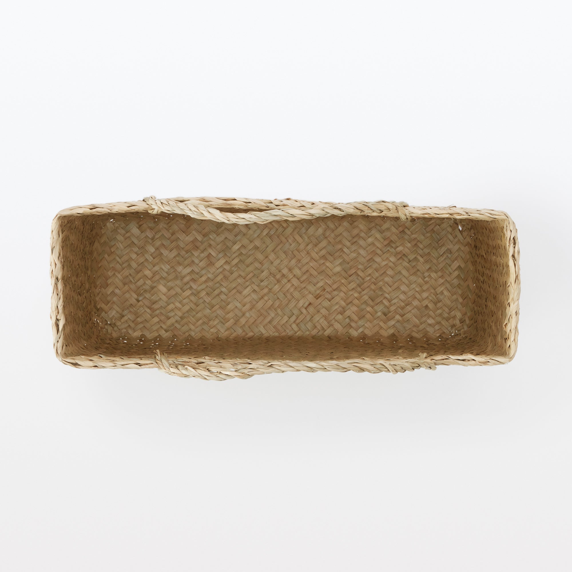 Seagrass Herringbone Basket with Handle - Large (W14.2 x D4.9 x H9.4) - Image 5