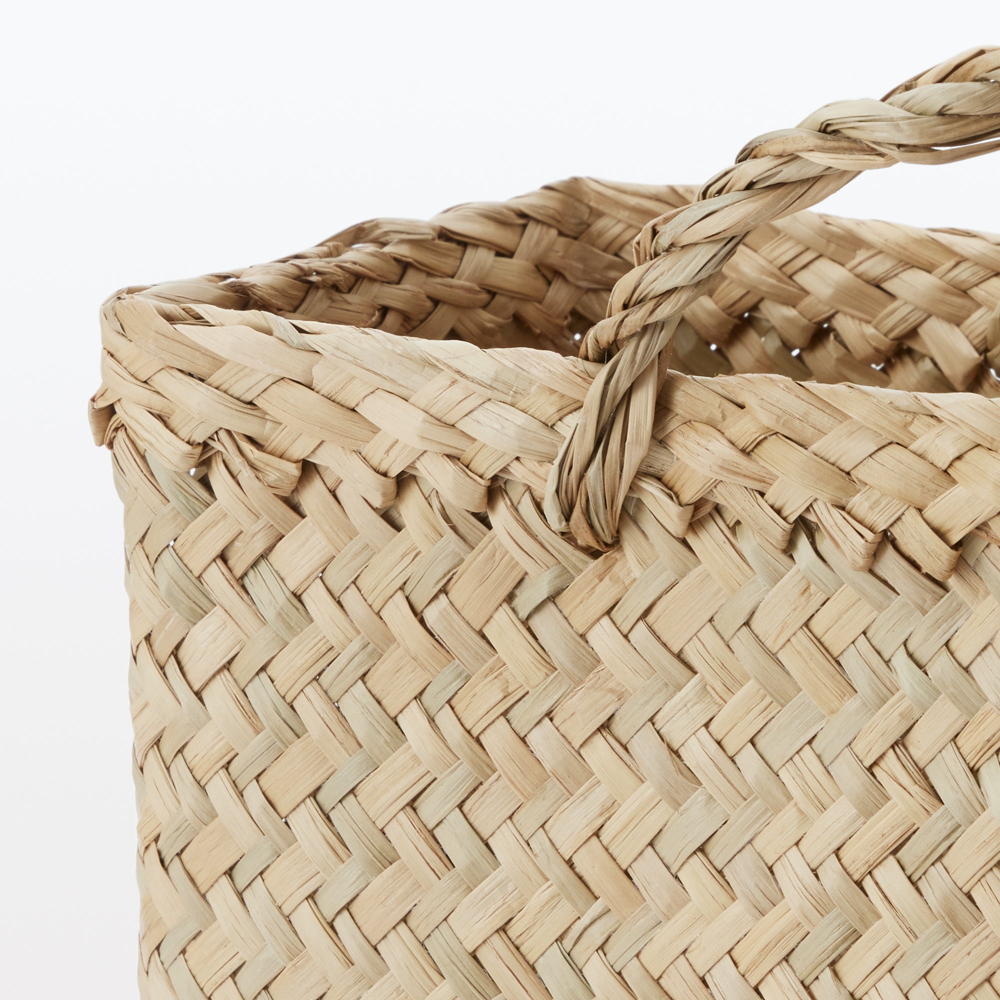 Seagrass Herringbone Basket with Handle - Large (W14.2 x D4.9 x H9.4) - Image 6