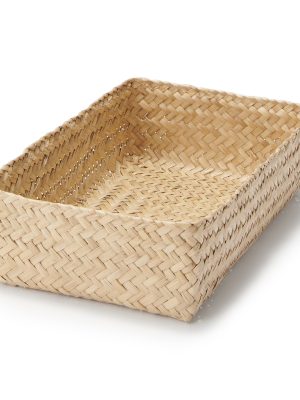 Seagrass Organizer Herringbone Rectangular Basket - Medium (W5.9 x D9.8 x H2.8)