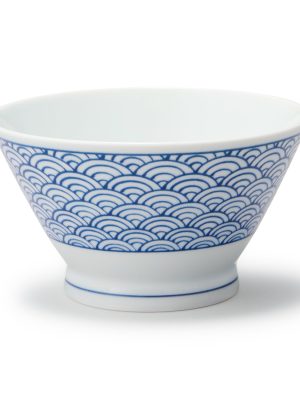 Hasami Ware Rice Bowl - Wave Pattern
