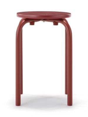 Steel Pipe Stacking Stool - Burgundy
