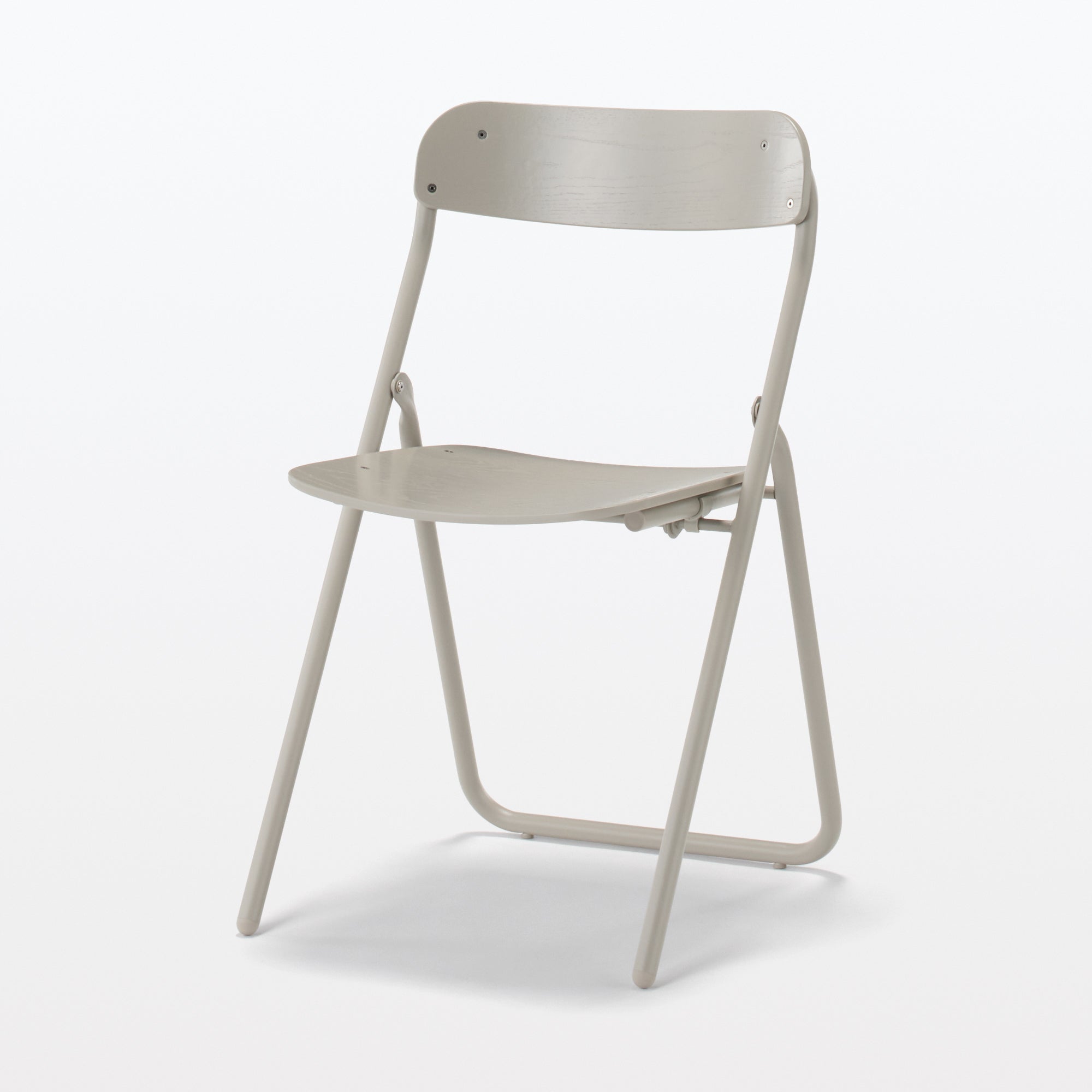 Steel Pipe Folding Chair with Wooden Seat - Warm Gray - Image 4