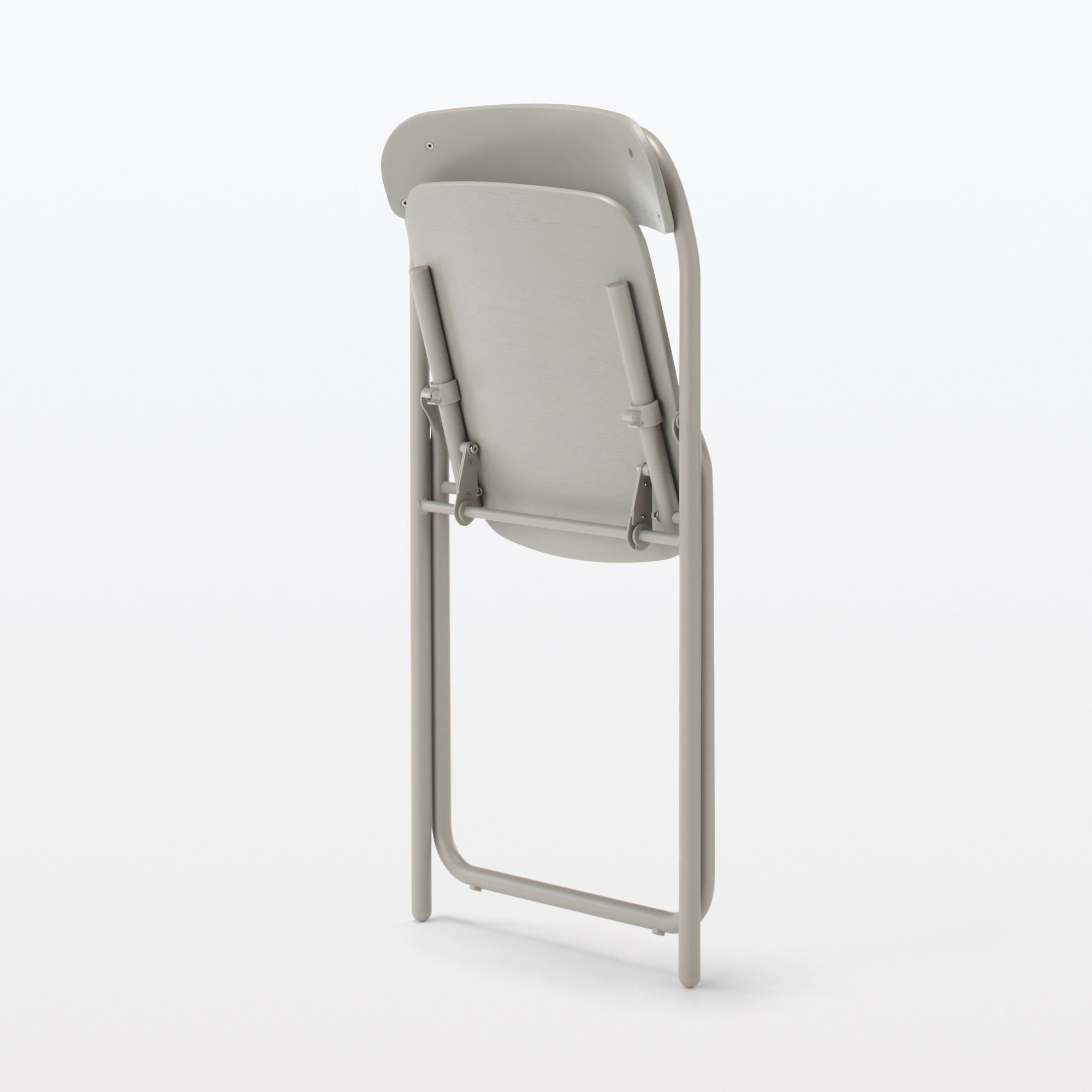 Steel Pipe Folding Chair with Wooden Seat - Warm Gray - Image 5