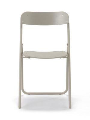 Steel Pipe Folding Chair with Wooden Seat - Warm Gray