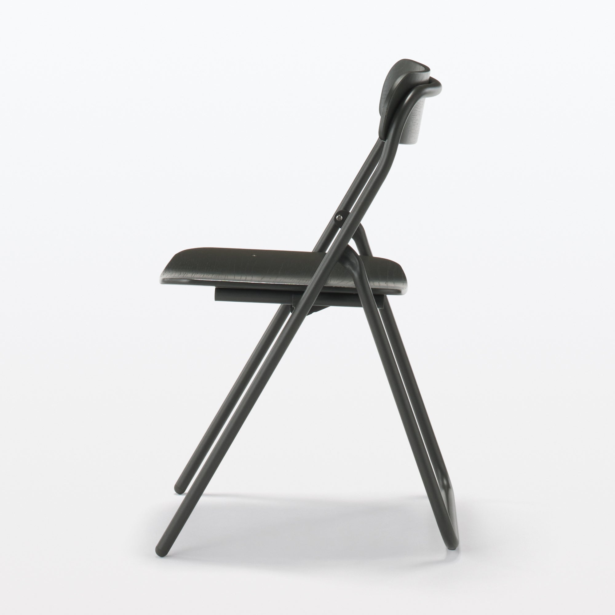 Steel Pipe Folding Chair with Wooden Seat - Dark Gray - Image 2