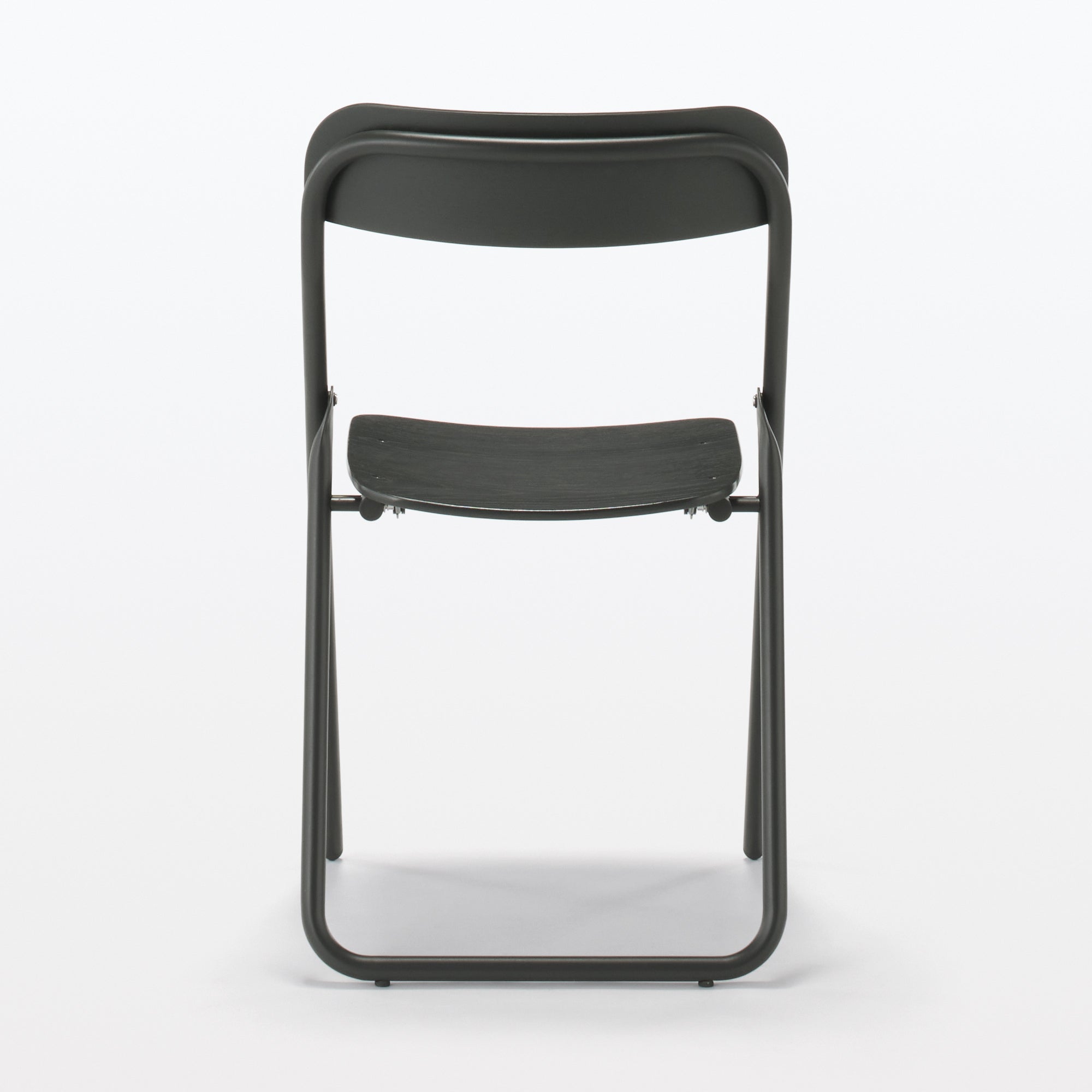 Steel Pipe Folding Chair with Wooden Seat - Dark Gray - Image 3