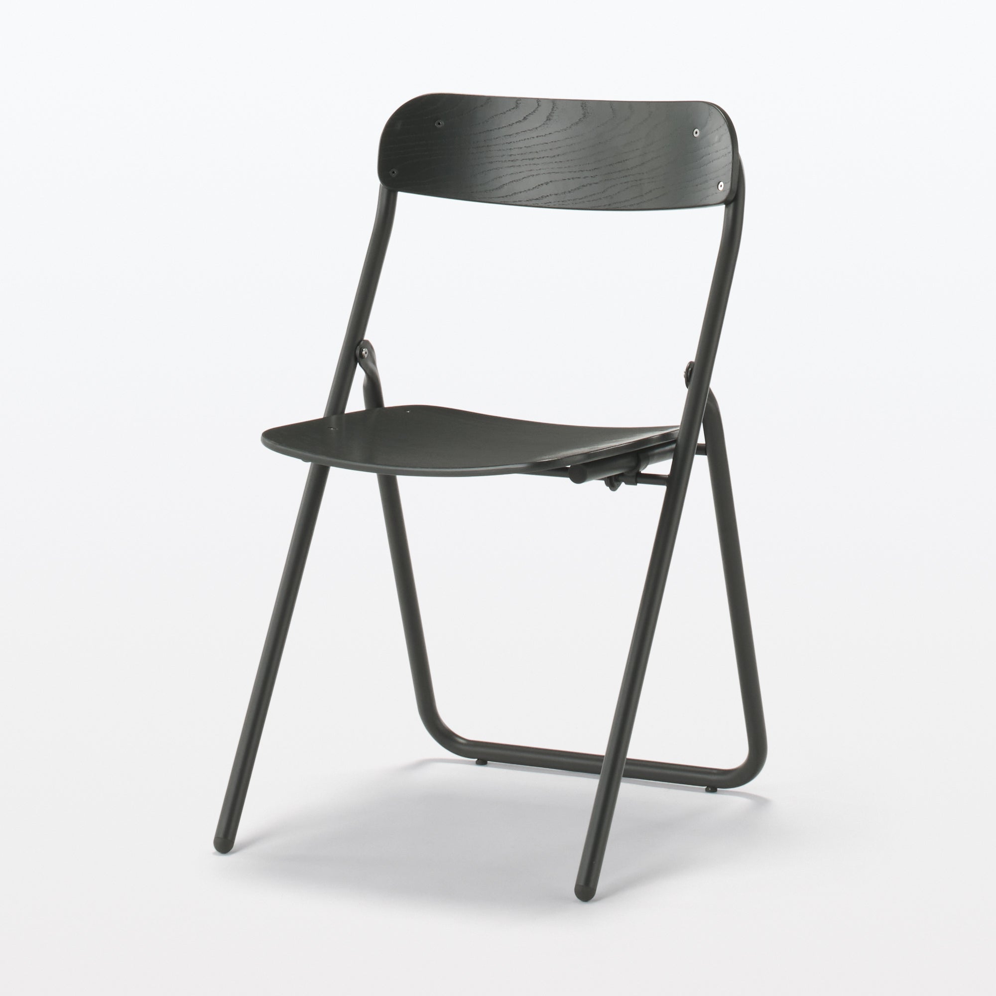 Steel Pipe Folding Chair with Wooden Seat - Dark Gray - Image 4
