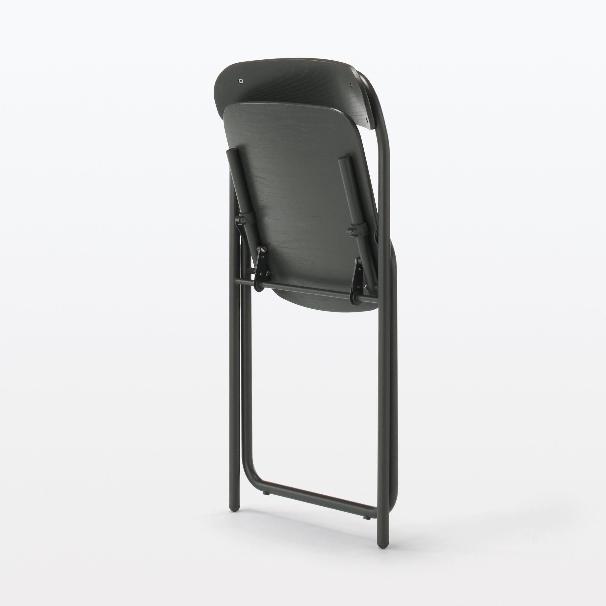 Steel Pipe Folding Chair with Wooden Seat - Dark Gray - Image 5