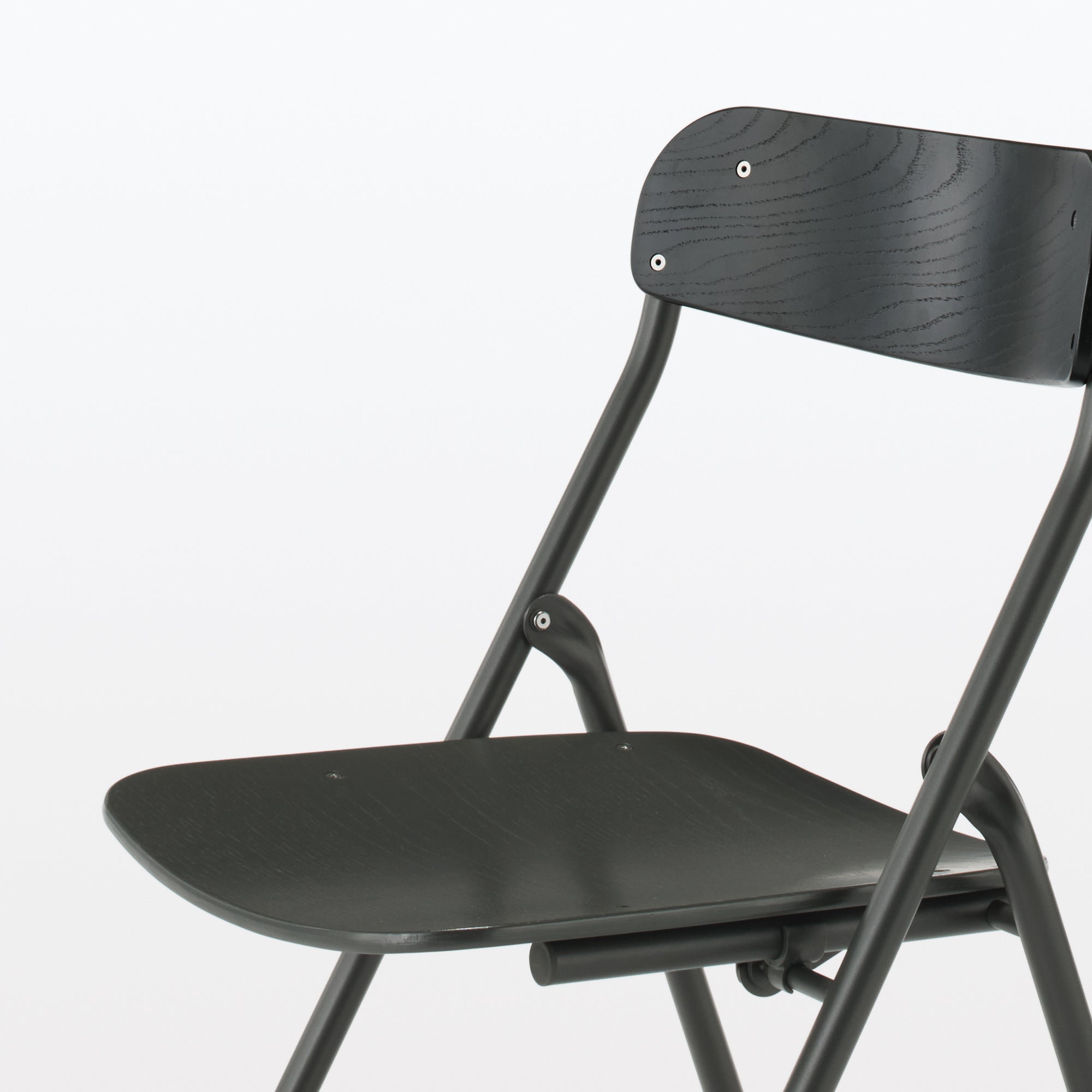 Steel Pipe Folding Chair with Wooden Seat - Dark Gray - Image 6