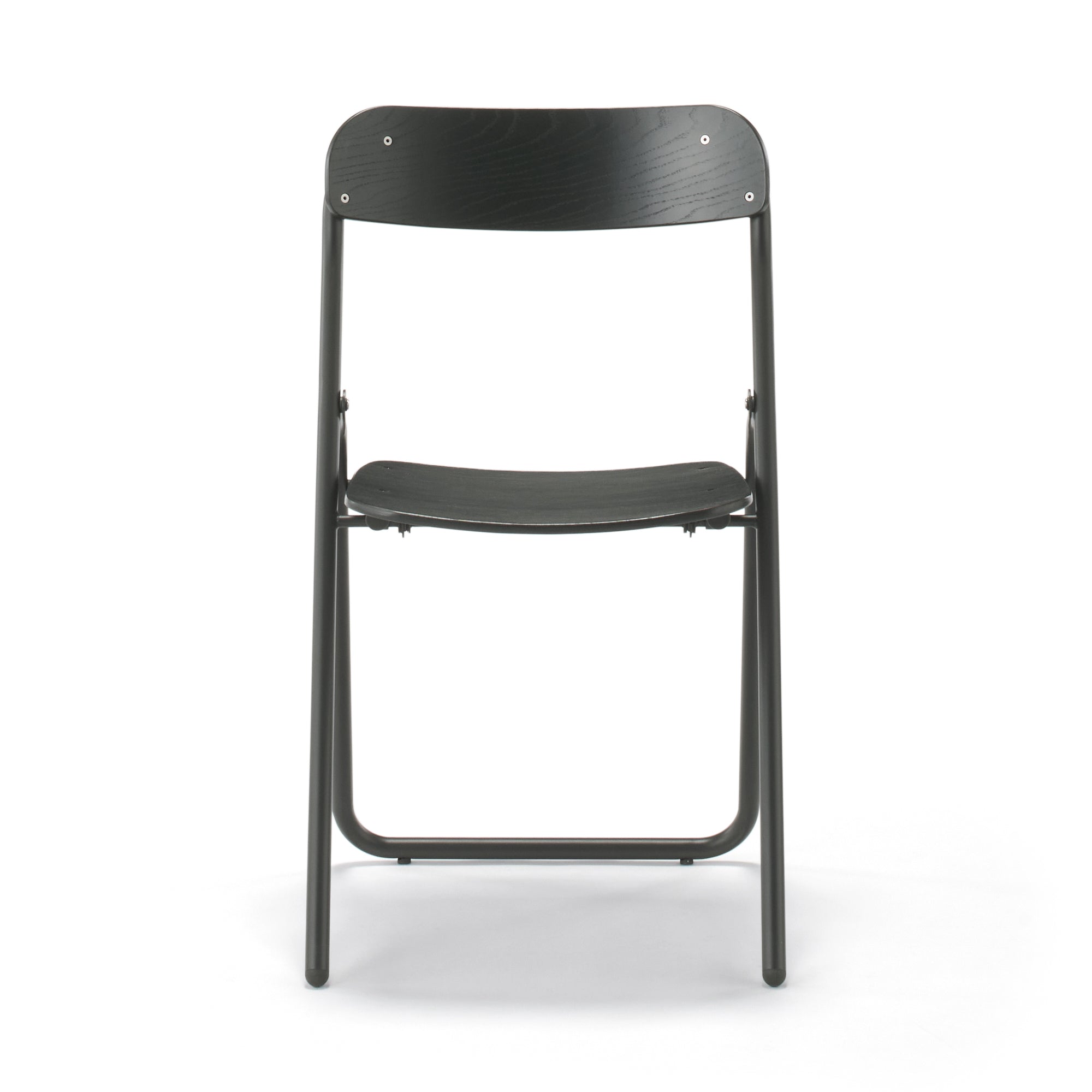 Steel Pipe Folding Chair with Wooden Seat - Dark Gray