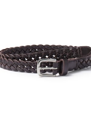 Vegetable Tanned Leather Slim Mesh Belt