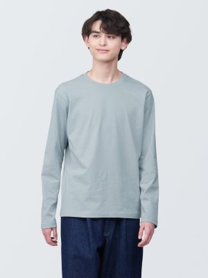 Men's Washed Jersey Crew Neck Long Sleeve T-Shirt