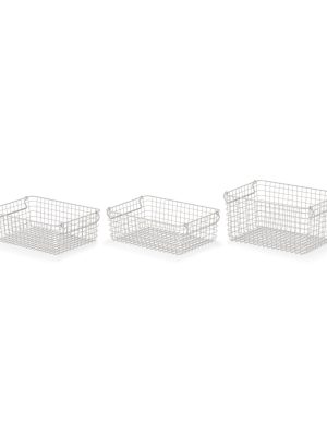 Steel Pipe Storage Rack Basket Set - Warm Gray