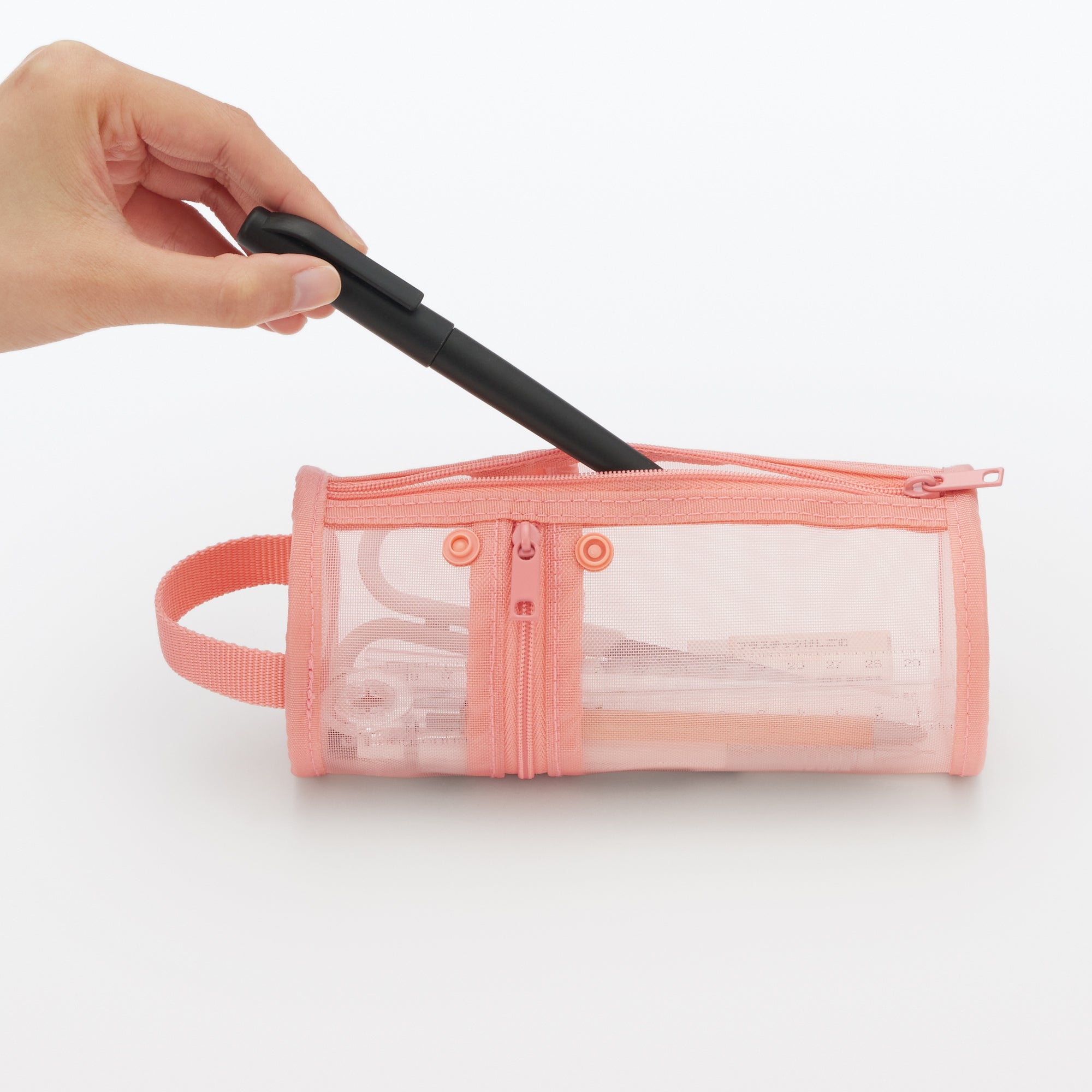 Nylon Mesh Vertical/Horizontal Pen Case Wide - Pink - Image 6