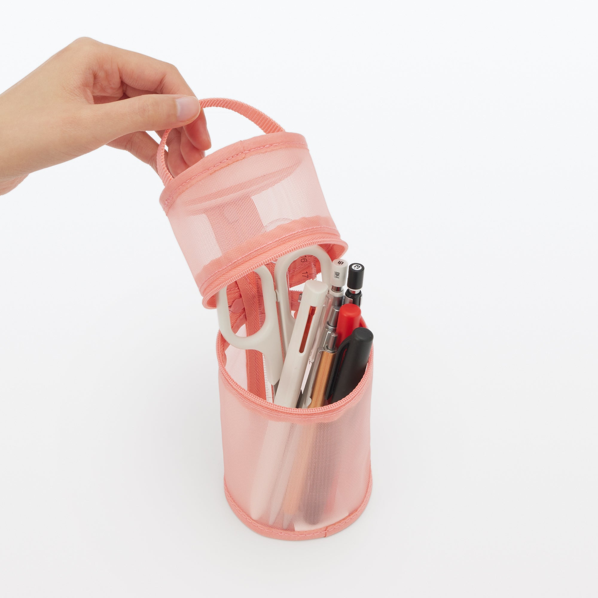 Nylon Mesh Vertical/Horizontal Pen Case Wide - Pink - Image 7