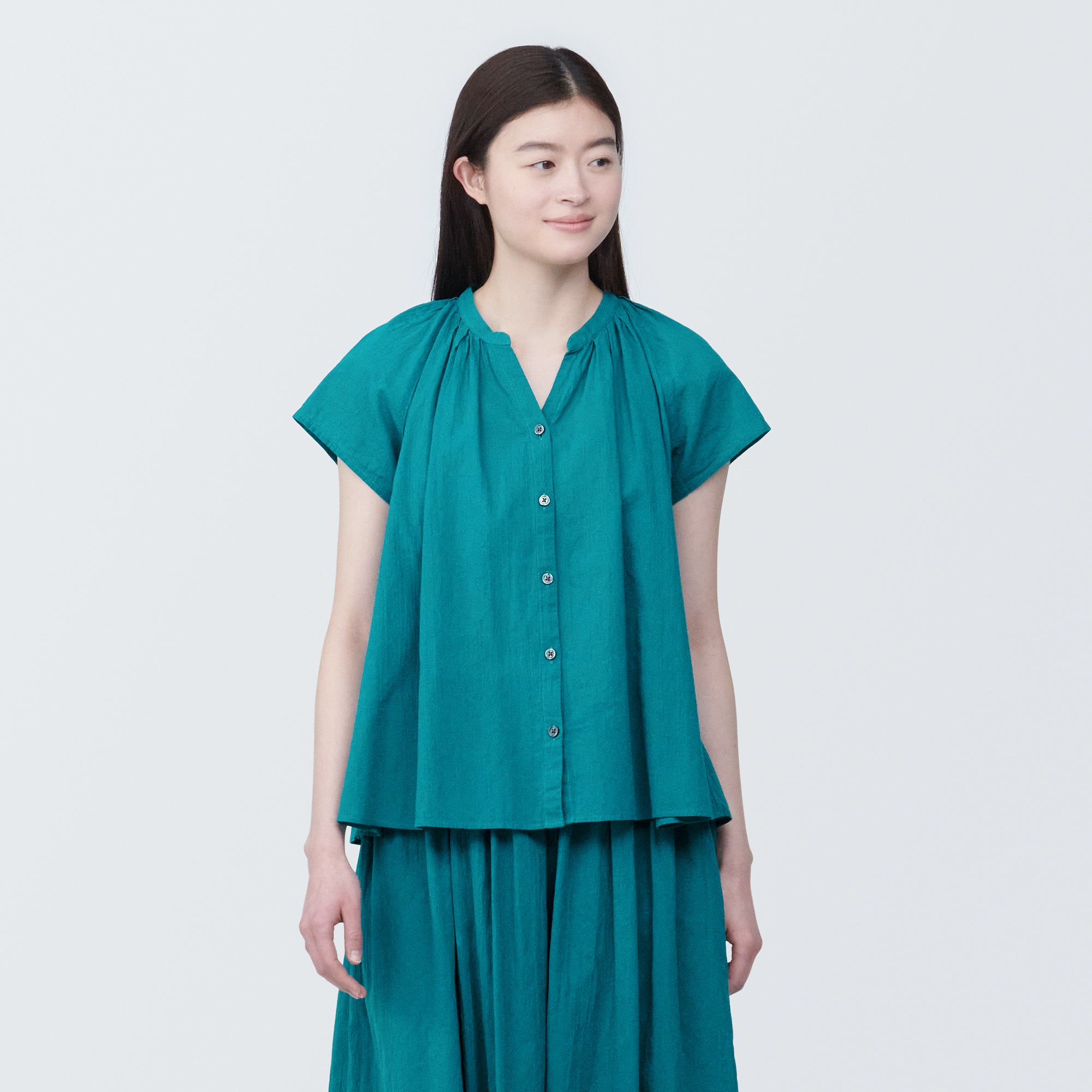 Women's High-Twist Veil French Sleeve Blouse