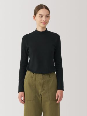 Women's Brushed Ribbed High Neck Long Sleeve T-Shirt