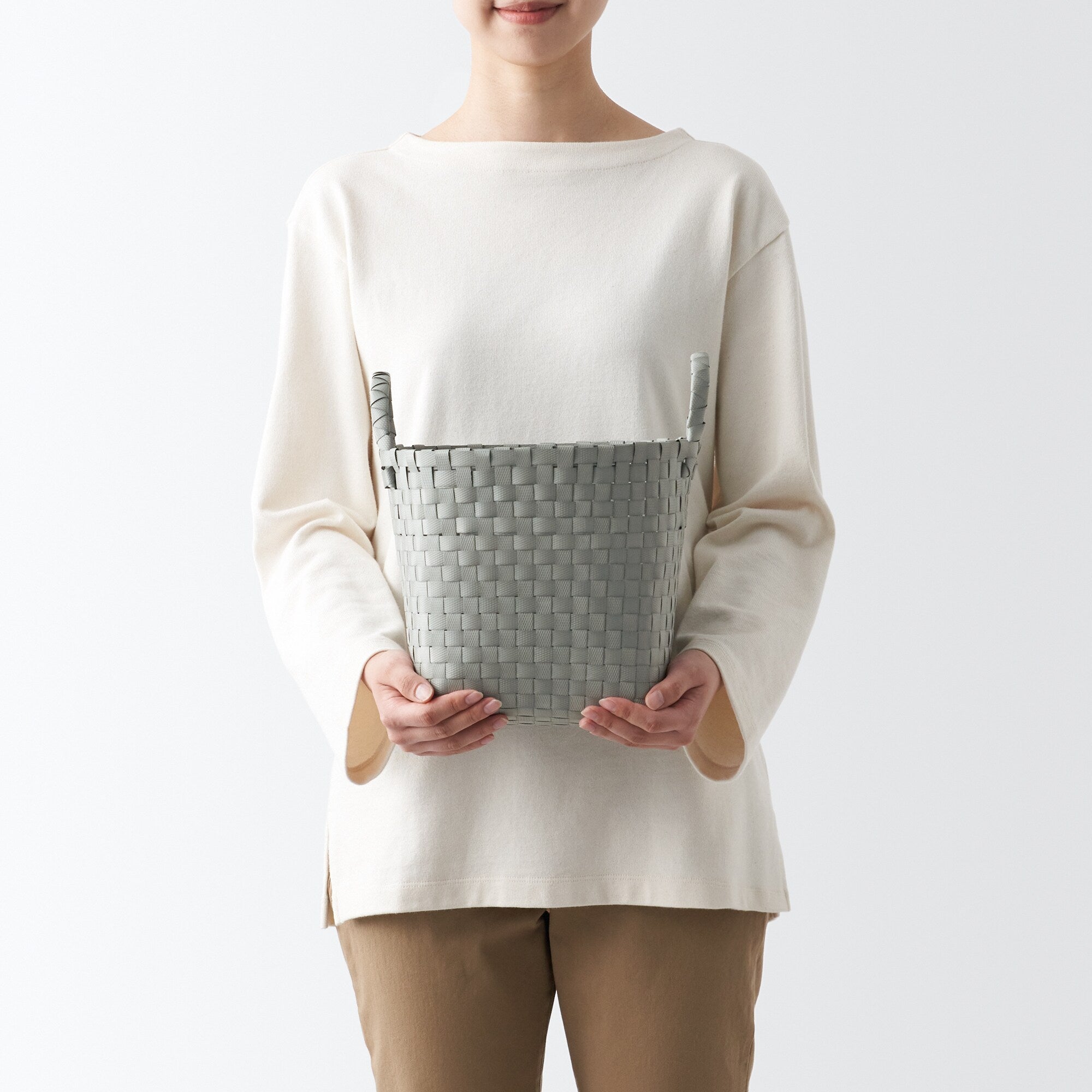 Recycled Polypropylene Strap Weave Basket - Gray - Small (dia. 9.8 x H7.9) - Image 6