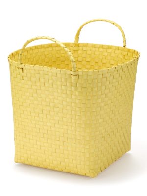 Recycled Polypropylene Strap Weave Basket - Yellow - Large (Dia. 15.7 x H12.6)