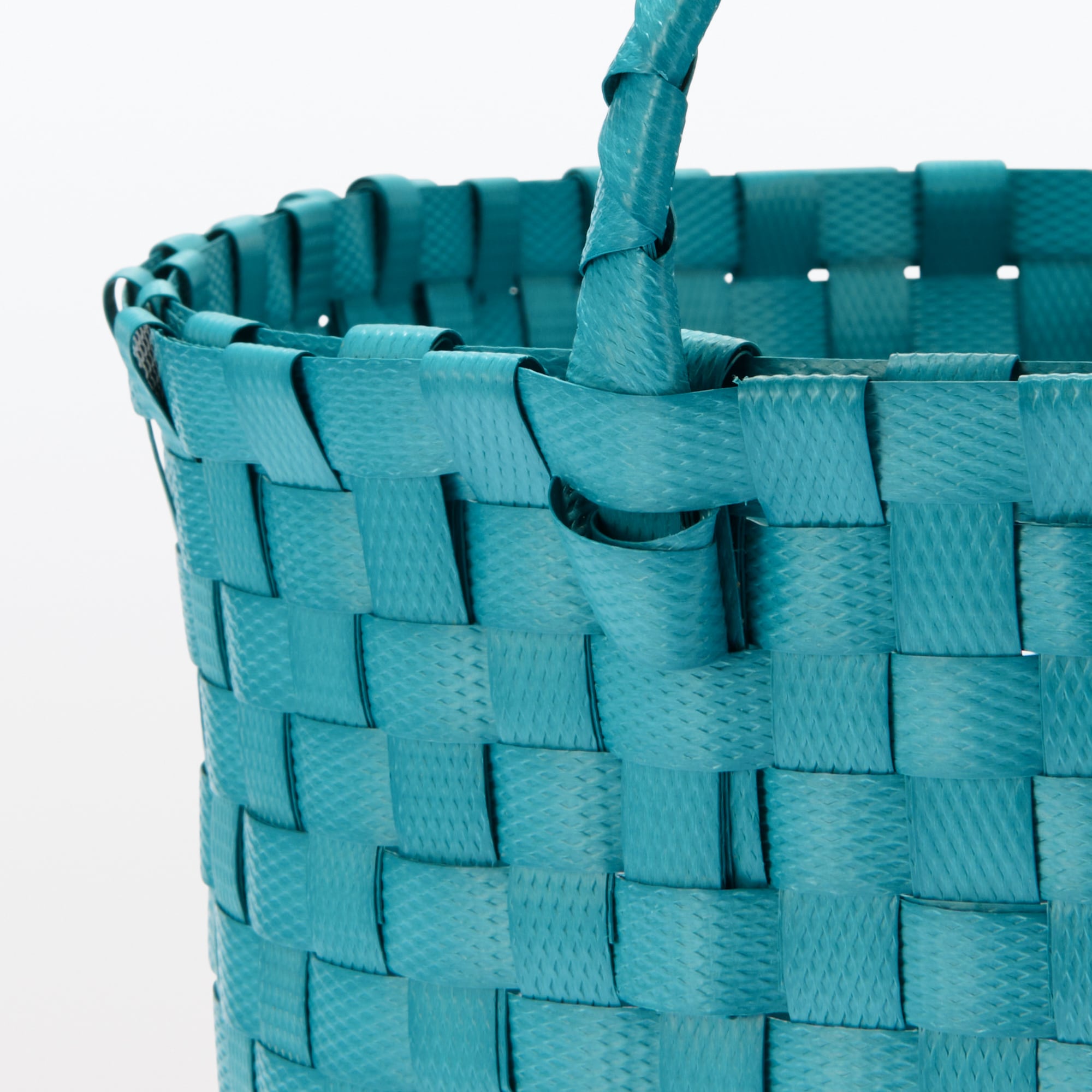 Recycled Polypropylene Strap Weave Basket - Blue - Medium (dia. 13 x H9.8) - Image 5