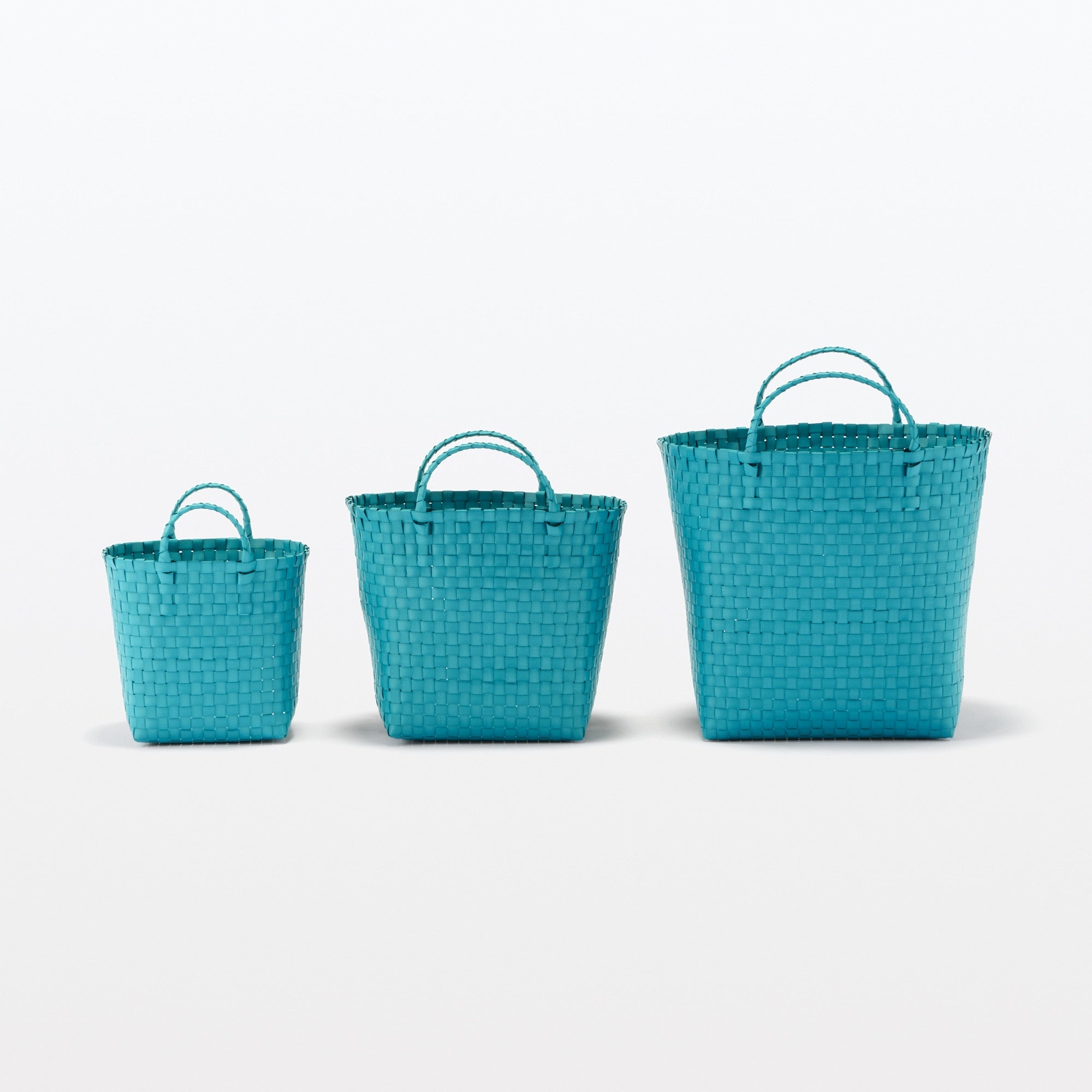 Recycled Polypropylene Strap Weave Basket - Blue - Medium (dia. 13 x H9.8) - Image 7