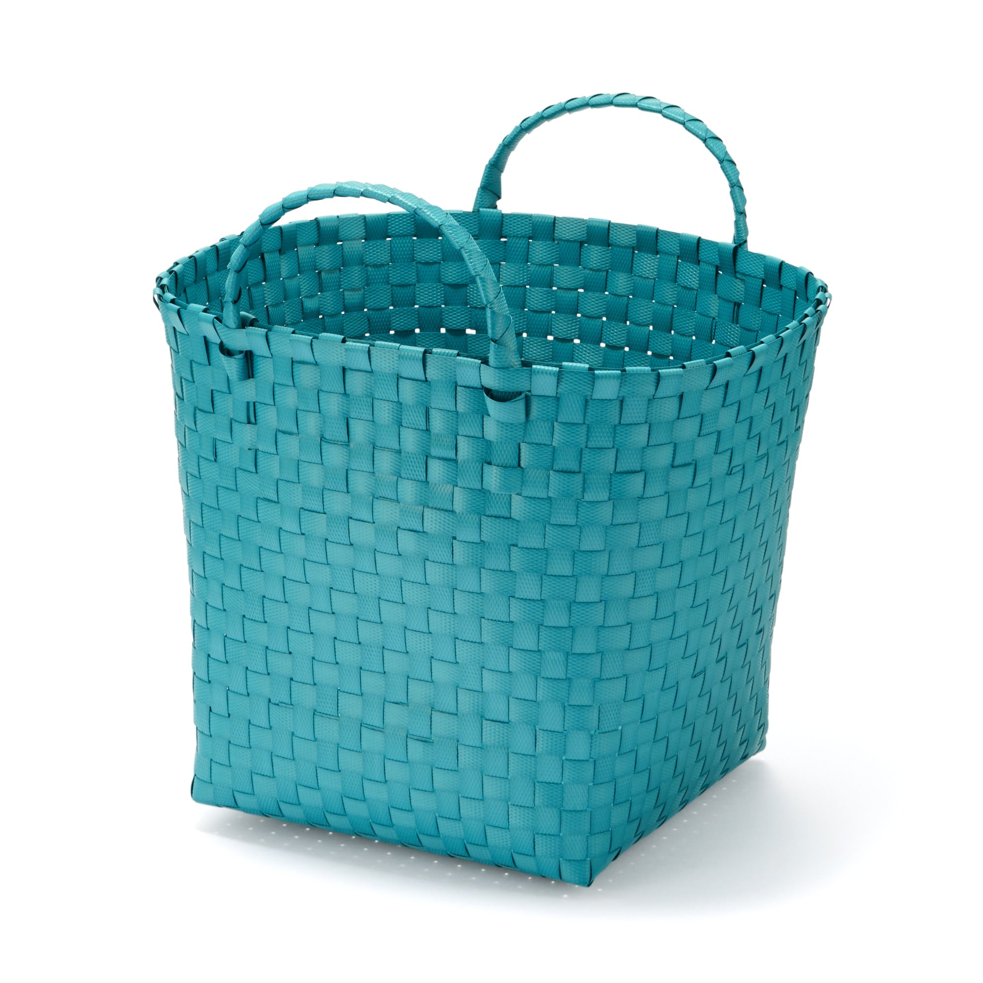 Recycled Polypropylene Strap Weave Basket - Blue - Medium (dia. 13 x H9.8)