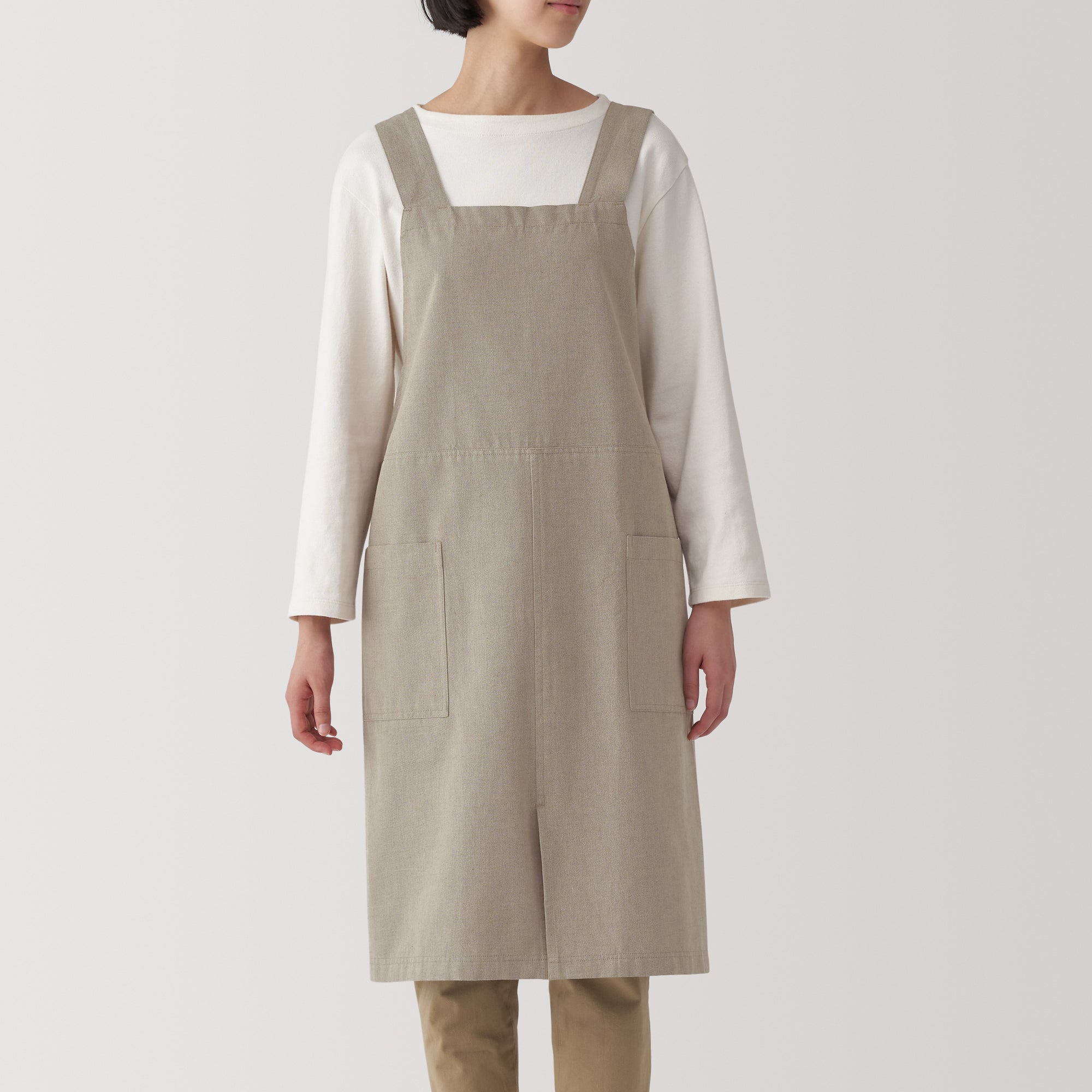 Plain Weave Cotton Shoulder Strap Apron - S-M - Image 2