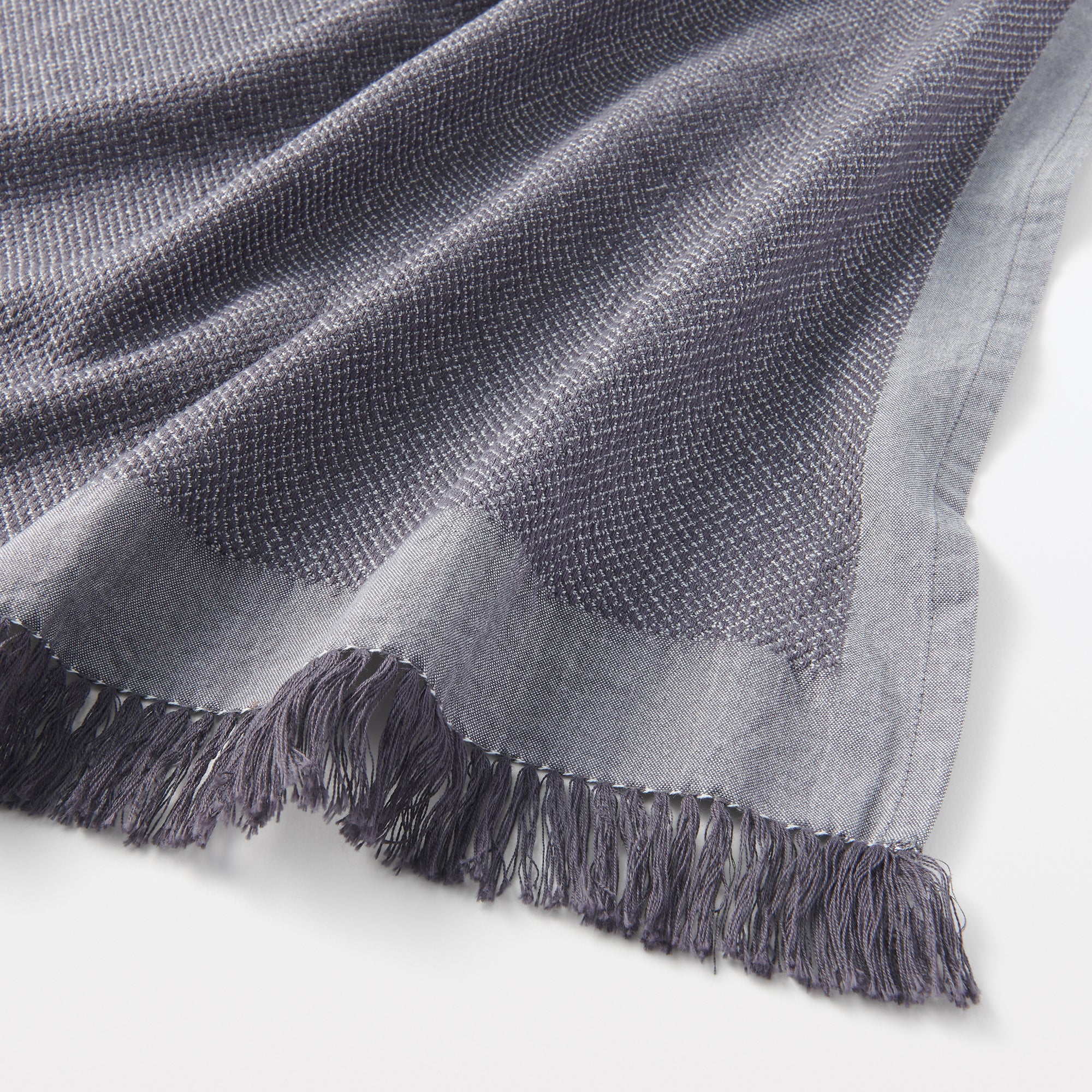 Indian Cotton Multipurpose Cloth with Fringes - Charcoal Gray - Image 4