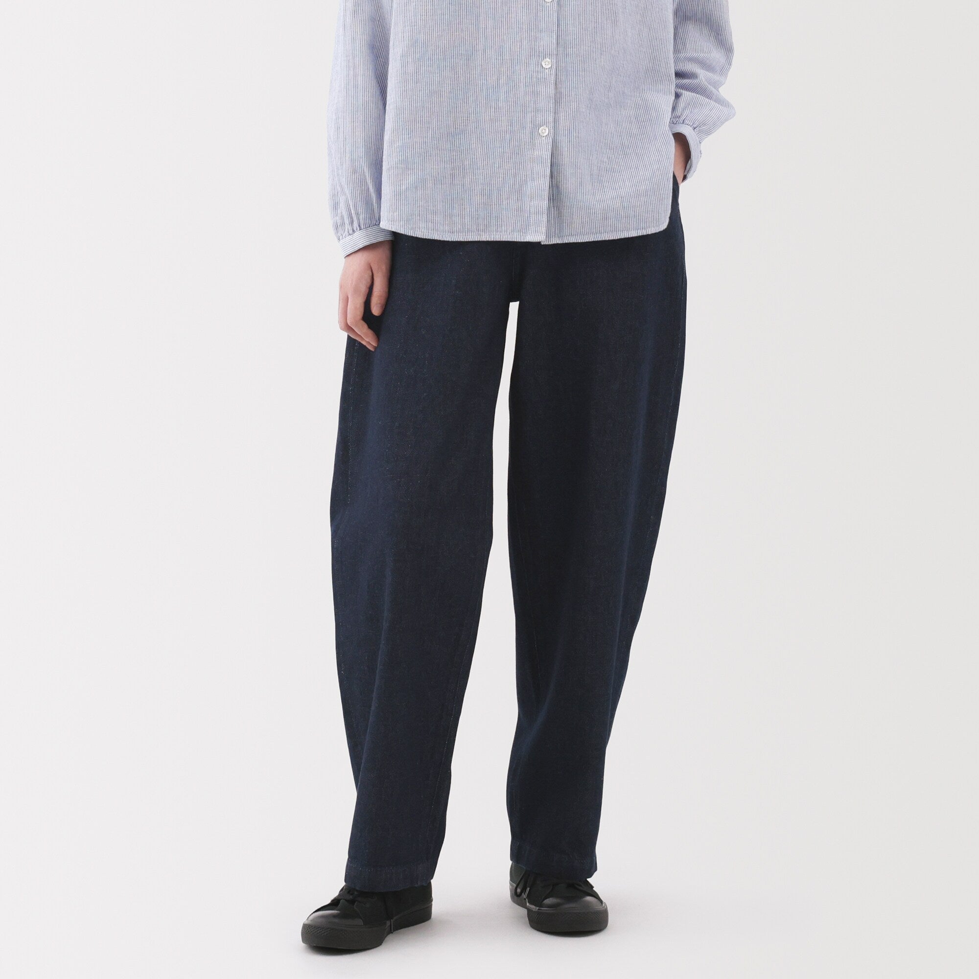 Women's Kapok Blend Denim Wide Tapered Pants - Image 3