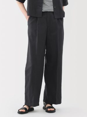 Women's Hemp Blend Twill Darted Wide Pants