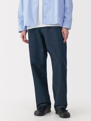 Labo Men's Washi Blend Denim 5-Pocket Wide Pants (L32)