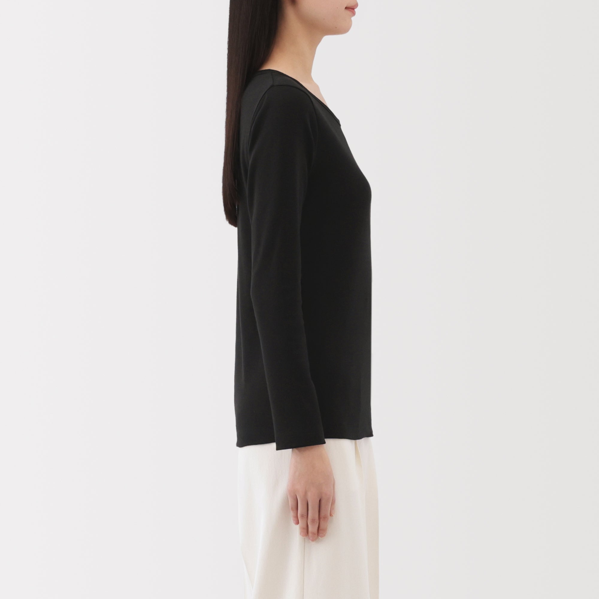 Women's Stretch Ribbed Crew Neck Long Sleeve T-Shirt - Image 5